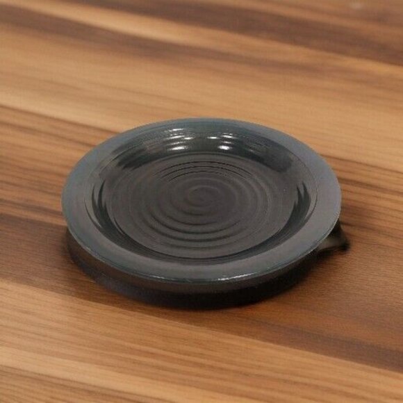 Studio Art Pottery Platter / Bowl Swirls Solid Dark Green/Black? 13x13x2" Signed - Picture 2 of 16